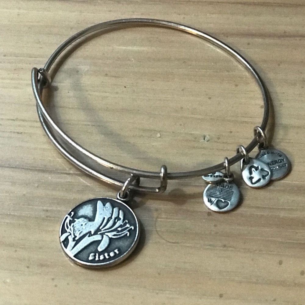 Alex and Ani Signature Bangle with Sister Charm